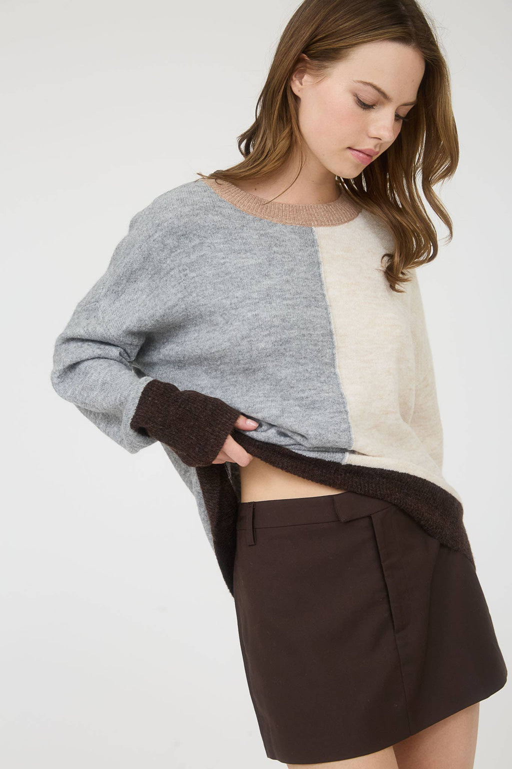 Colorblock Sweater Beige
