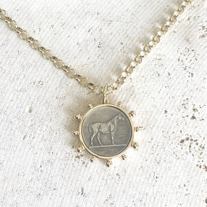 Gold Horse Coin Chain Necklace