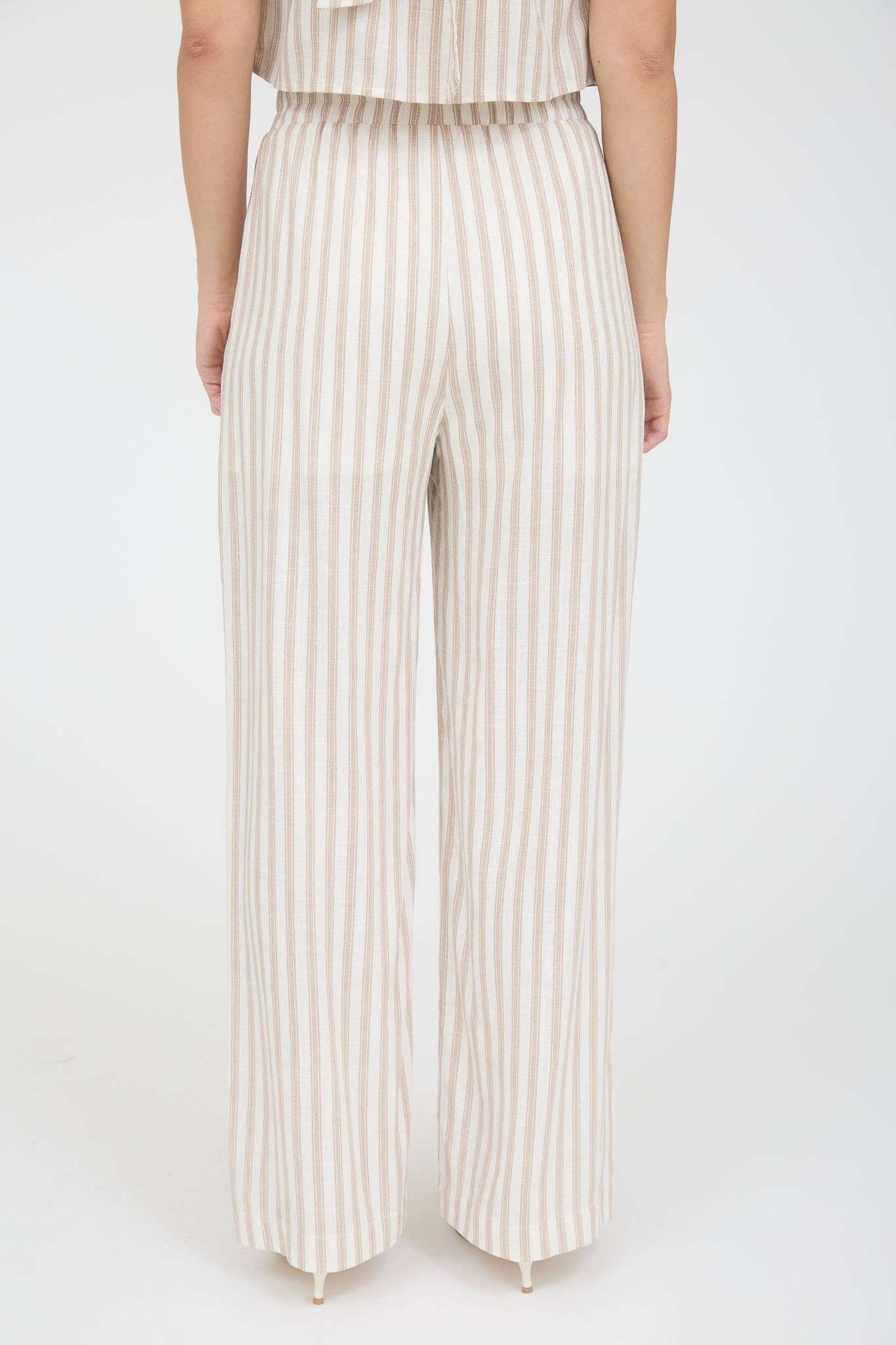 Stipe Linen Wide Leg Pants