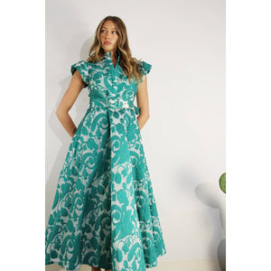 Embossed Print Midi Dress