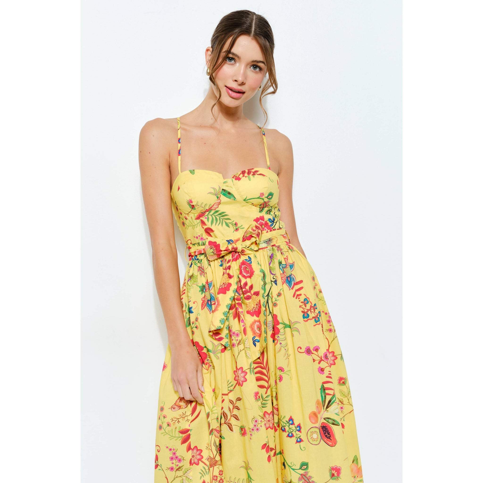 Embroidered Bustier Midi Dress