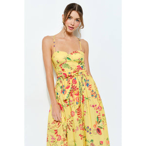 Embroidered Bustier Midi Dress