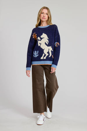 Prairie Ride Sweater Pullover Navy