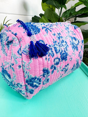 Cottage Floral Quilted Cosmetic Bag
