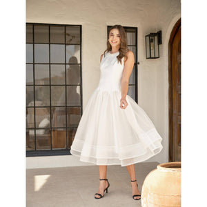 Pearl Embellished Tulle Midi Dress