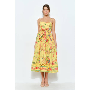 Embroidered Bustier Midi Dress