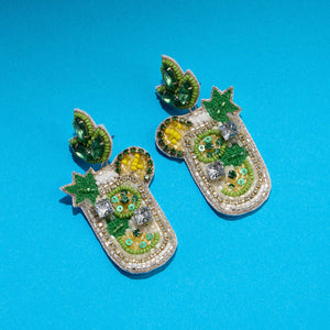Beaded Mojito Cocktail Earrings
