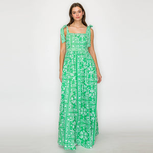 Green Bandana Print Dress