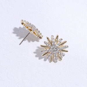 Starburst Shape CZ Pave Stone Stud Post Earring
