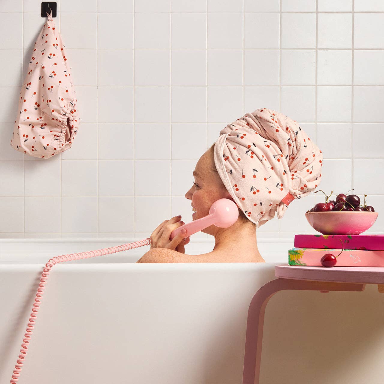 KITSCH - XL Hair Towel Wrap - Cherry Print