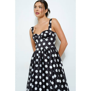 Polka Dot Bustier Midi Dress