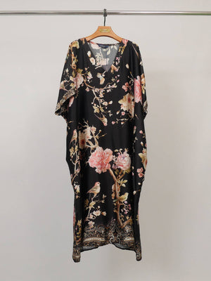 Satin-Finish Floral Midi Dress – Miss Scarlett Boutique