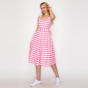 Pretty in Pink Stripe Midi Dress