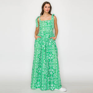 Green Bandana Print Dress