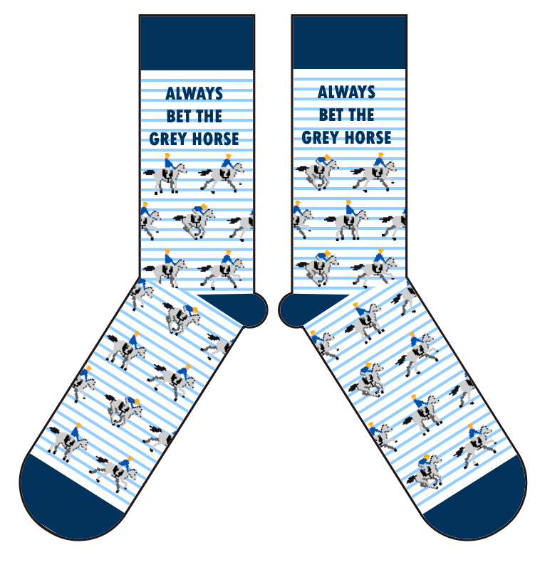 Barrel Down South - Bet The Grey Horse Horse Racing Derby Socks