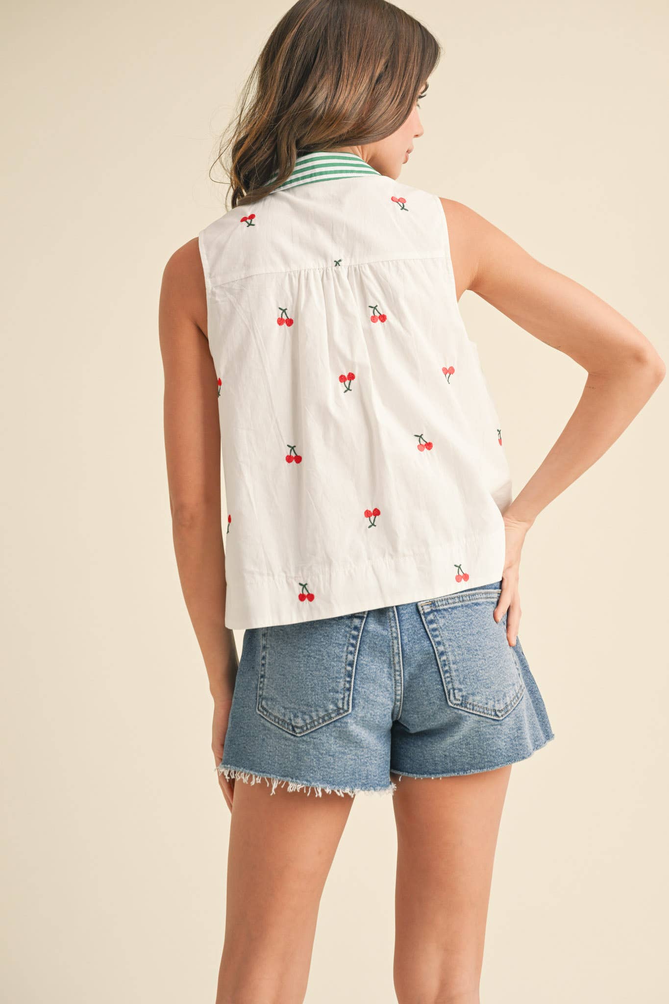 Cherry Embroidered Tank