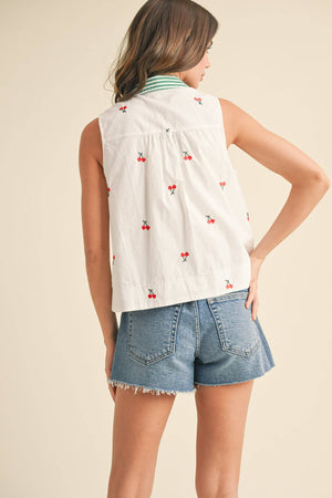 Cherry Embroidered Tank