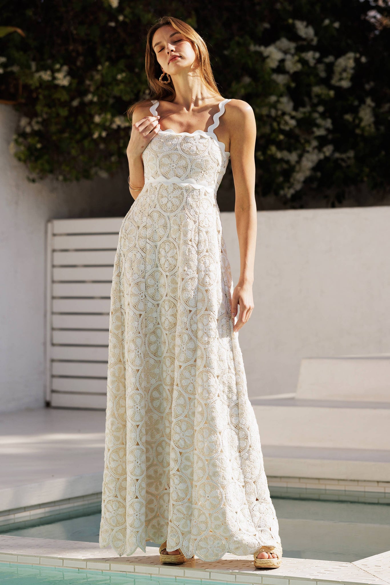 Scallop Tank Crochet Maxi Dress