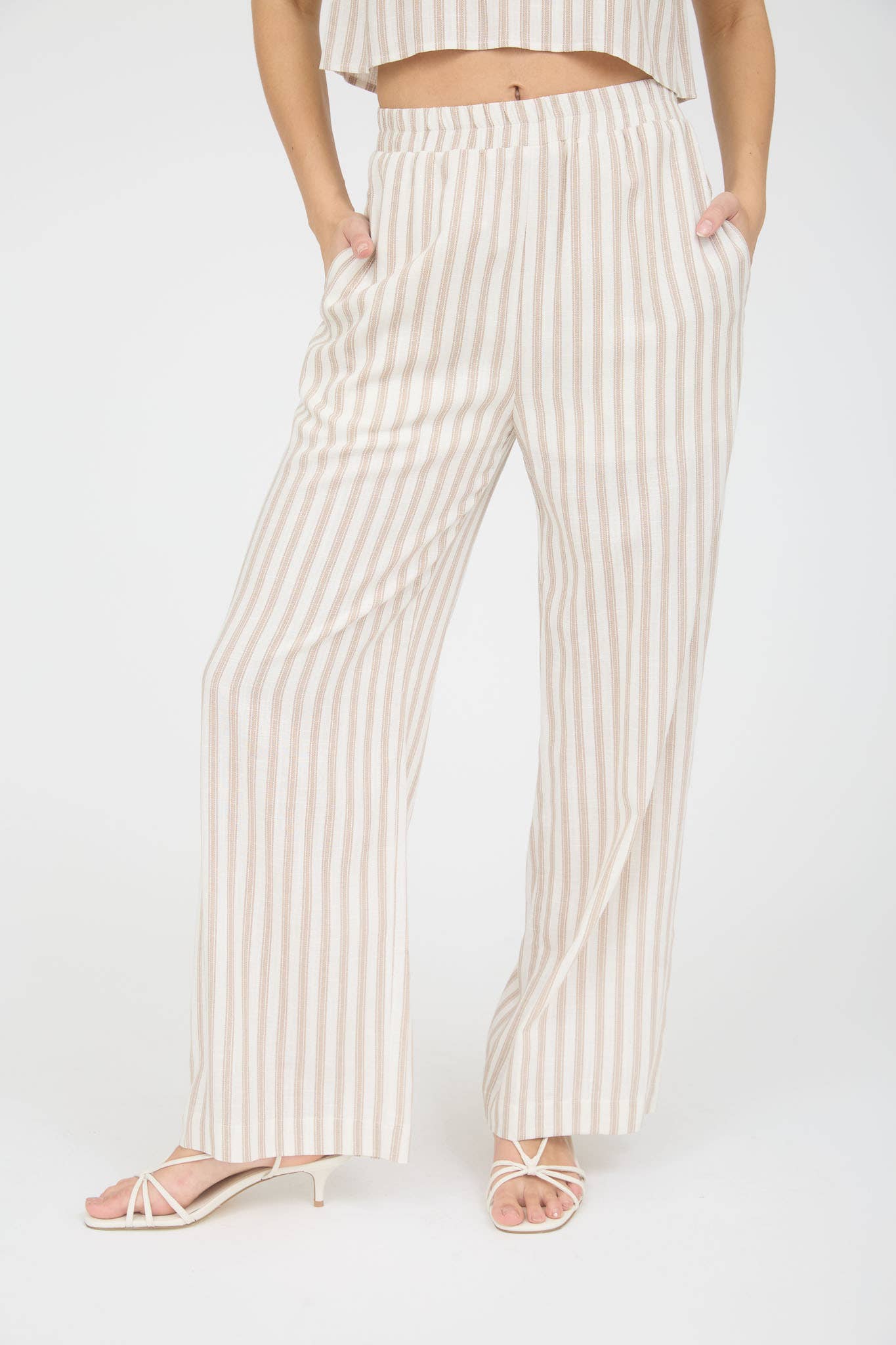 Stipe Linen Wide Leg Pants