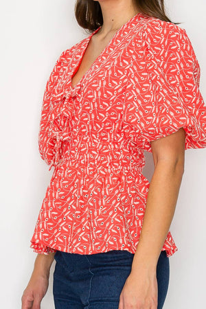 Coral Cotton Embroidery Top