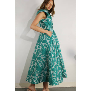 Embossed Print Midi Dress