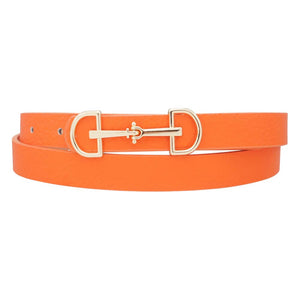 Horsebit Buckle Skinny Belt
