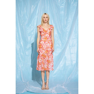Chiffon Floral Midi Dress