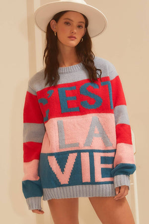 C'EST LA VIE Oversize Color Block Sweater
