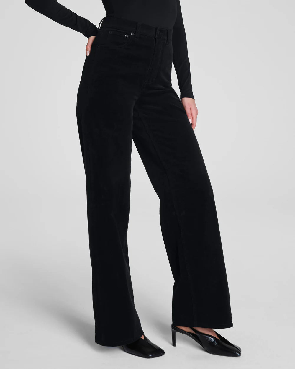SPANXshape™  Corduroy Wide Leg Jeans -Black Petite