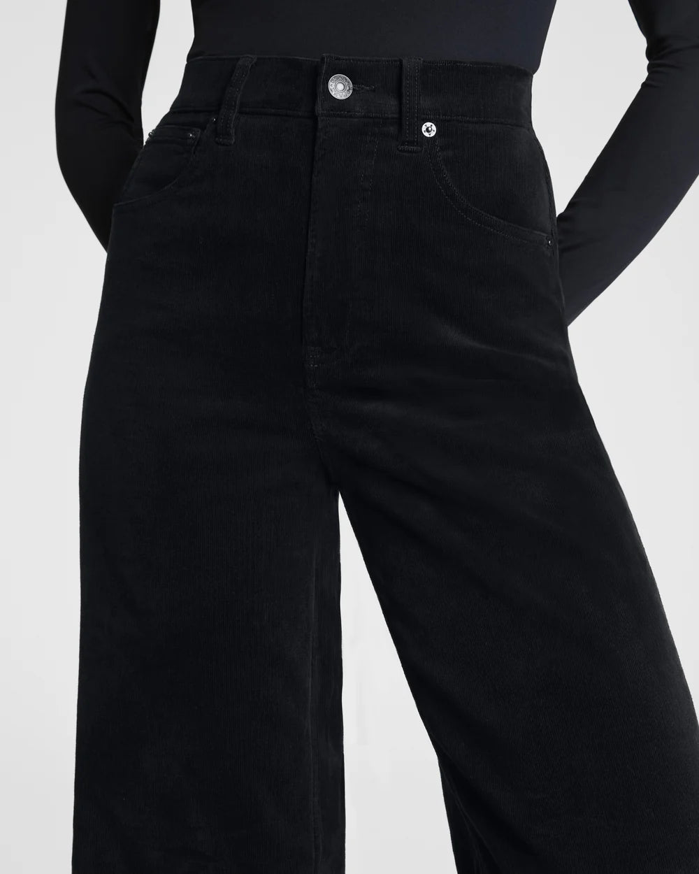SPANXshape™  Corduroy Wide Leg Jeans -Black Petite