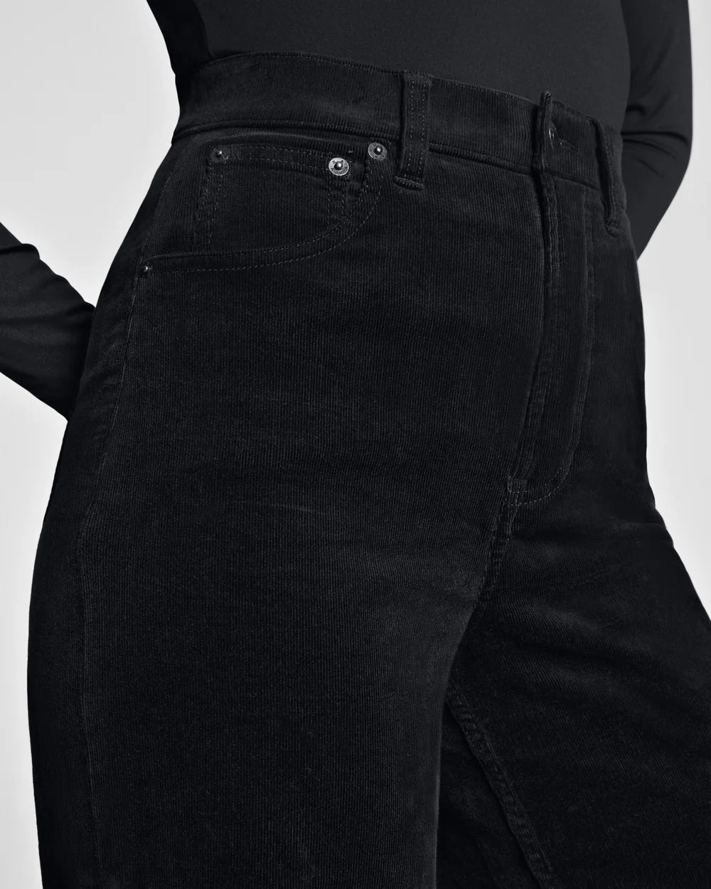 SPANXshape™  Corduroy Wide Leg Jeans -Black Petite