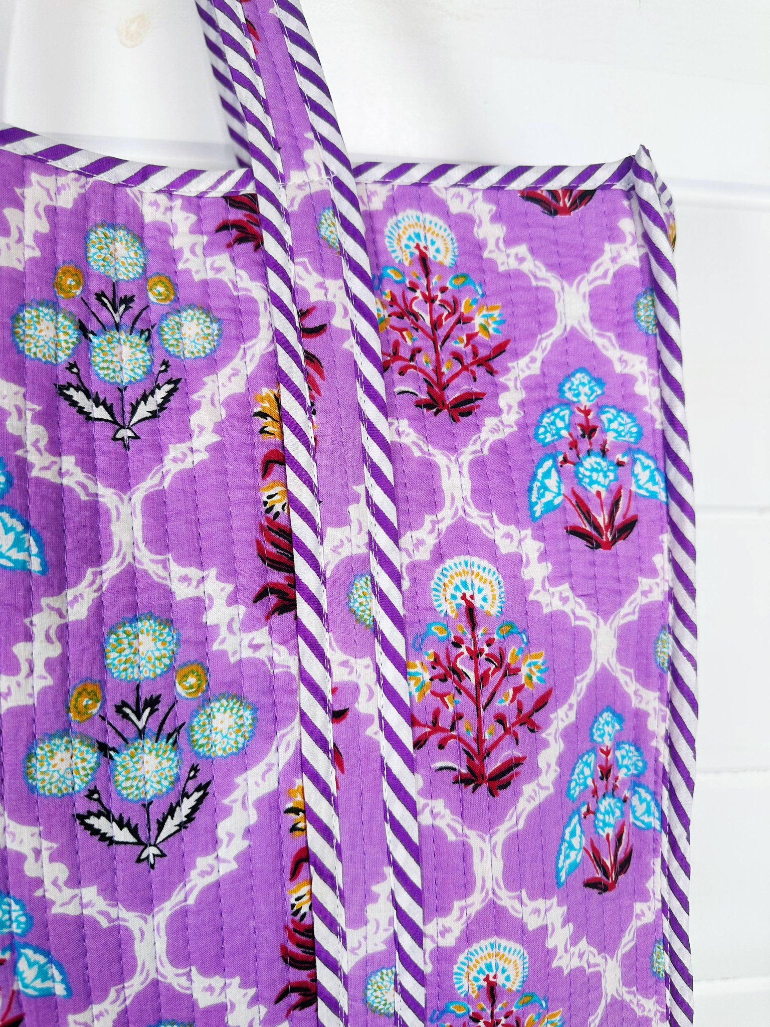 Purple Wildflowers Quilted Tote Bag