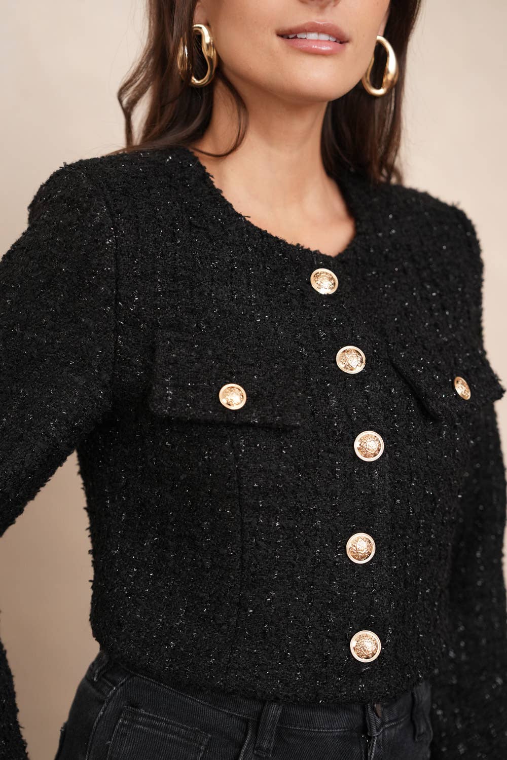 Jenny Tweed Jacket - Black