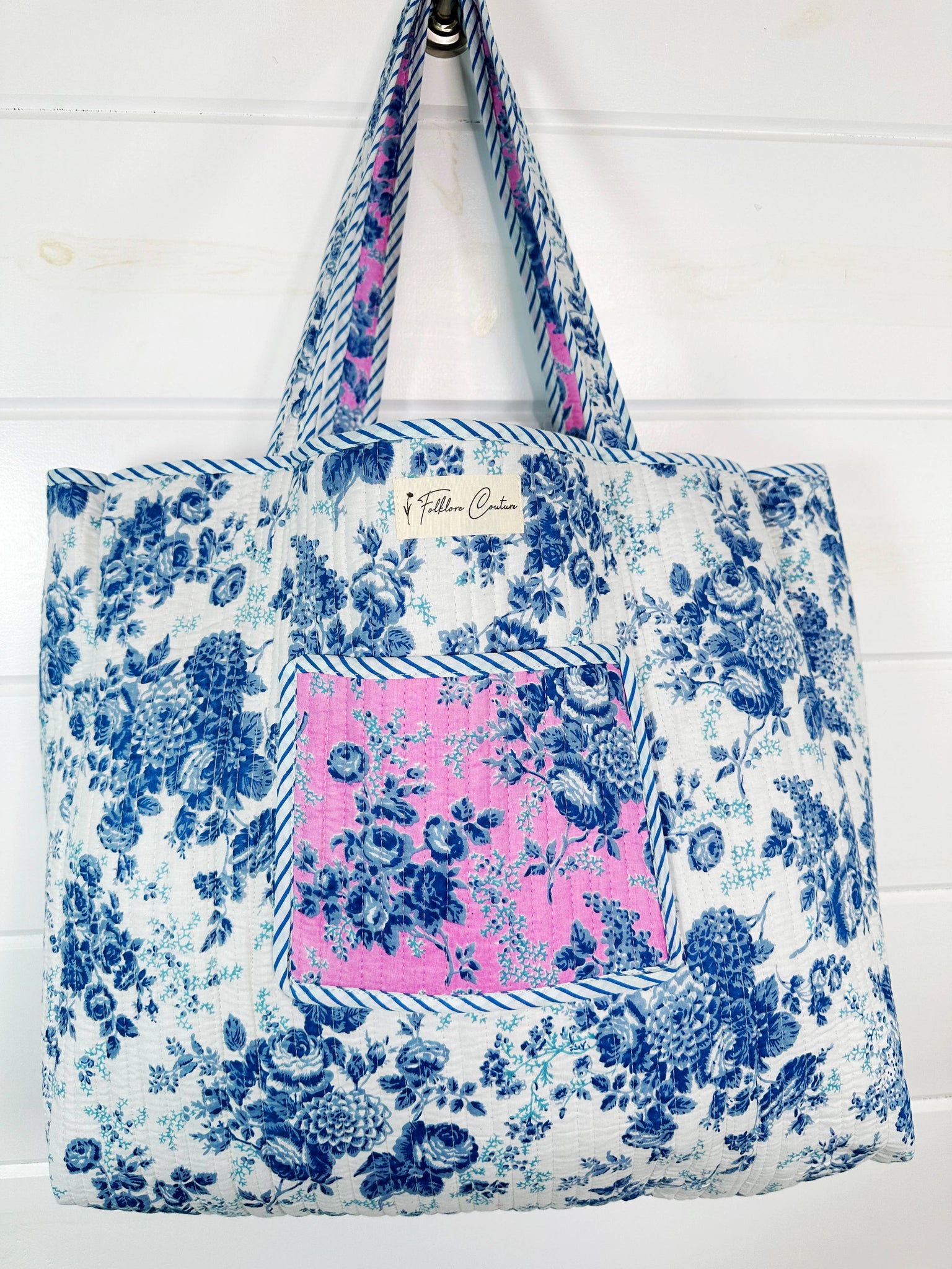 Cottage Floral Quilted Tote Bag