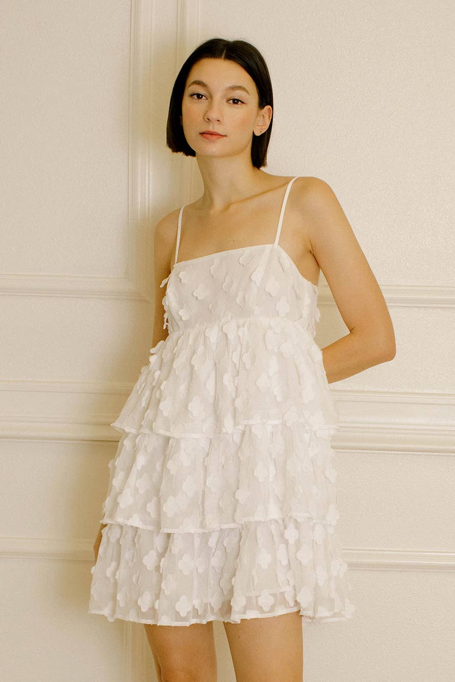 Clover Applique Mini Dress L Clover Applique Mini Dress L