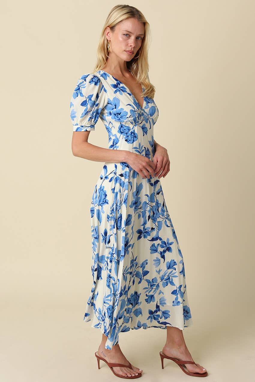 Cary Floral Puff Sleeve Maxi Dress S