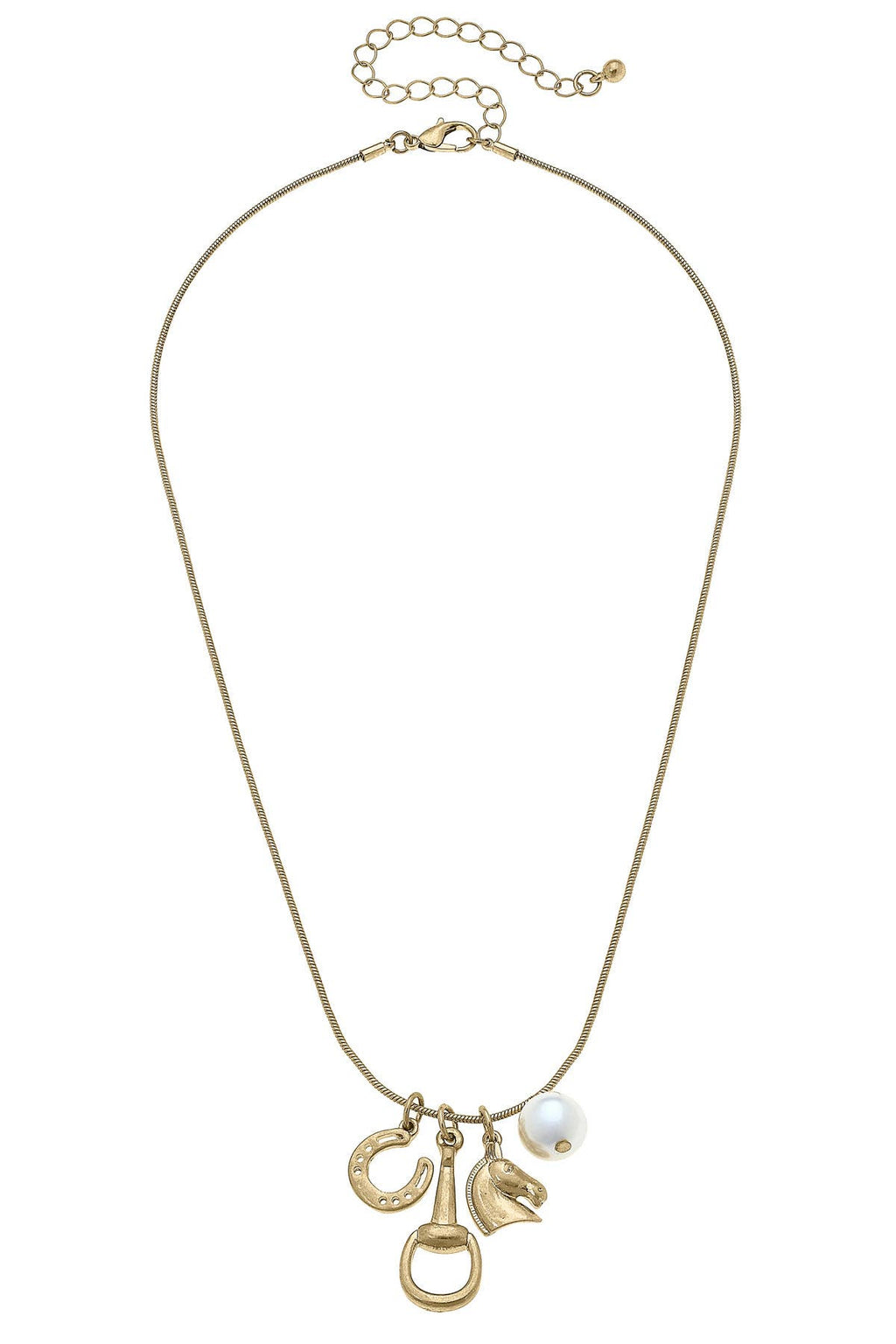 Stevie Equestrian Lucky Charms Necklace in Shiny Gold