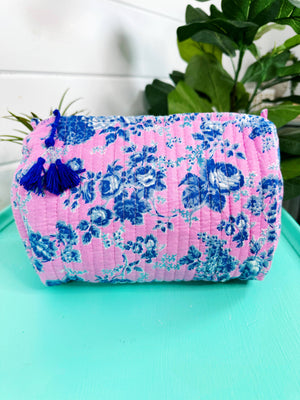 Cottage Floral Quilted Cosmetic Bag