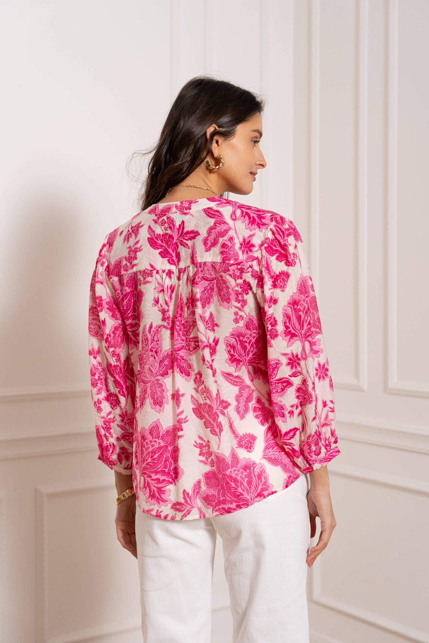 Saint Tropez Silk Blouse- Fuschia
