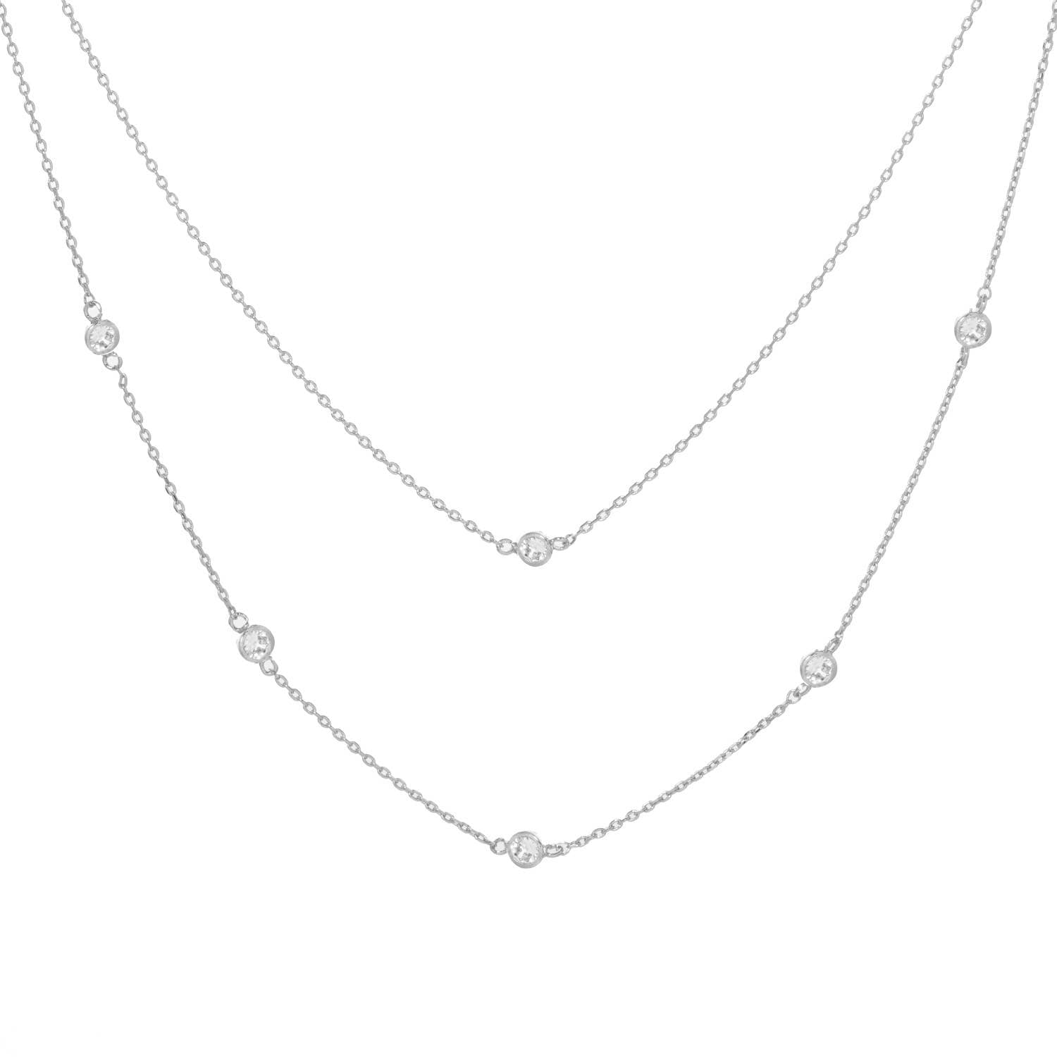 Cubic Zirconia Layered Gold Dipped Necklace