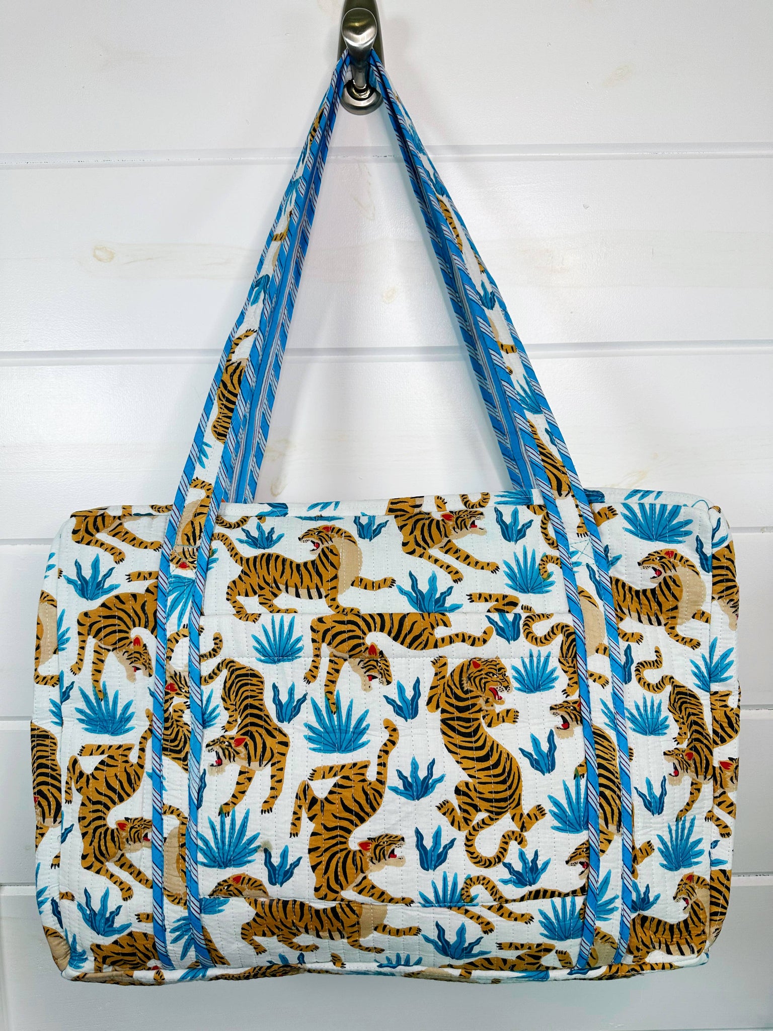 White Tiger Quilted Duffle Bag
