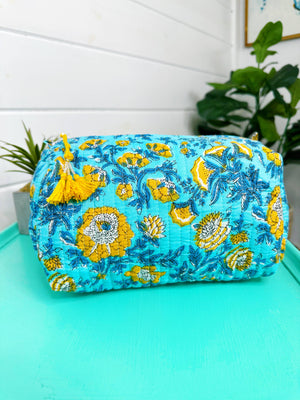 Quilted Makeup Bags | Cosmetic Toiletry Bag | Floral Print