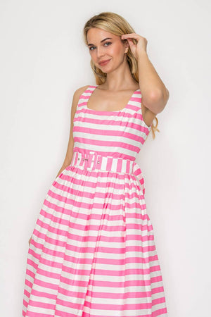 Pretty in Pink Stripe Midi Dress