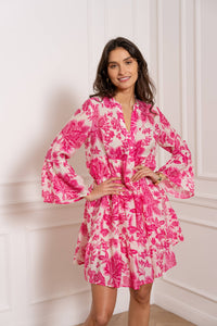Saint Tropez Silk Dress- Fuschia