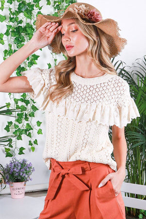 Eyelet Crochet Sweater Top