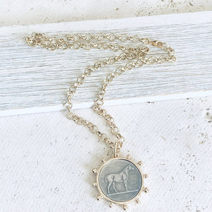 Gold Horse Coin Chain Necklace