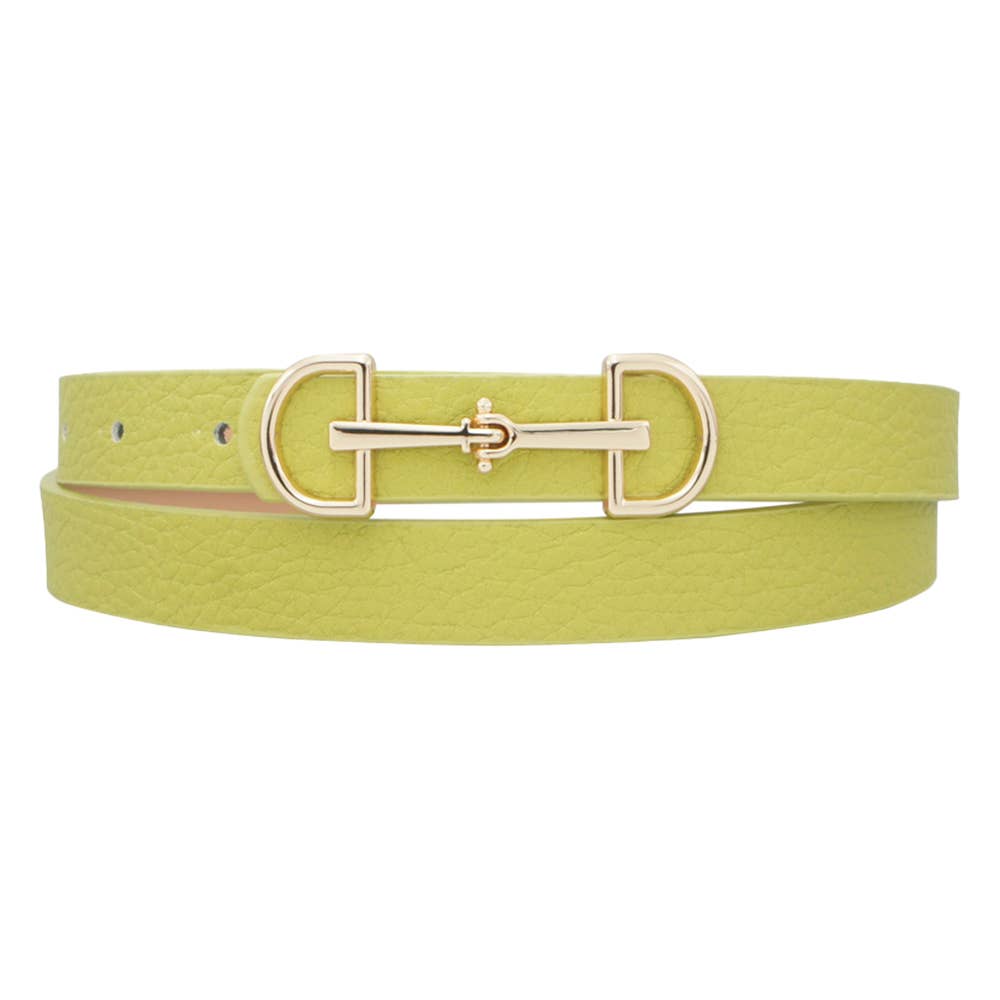 Horsebit Buckle Skinny Belt