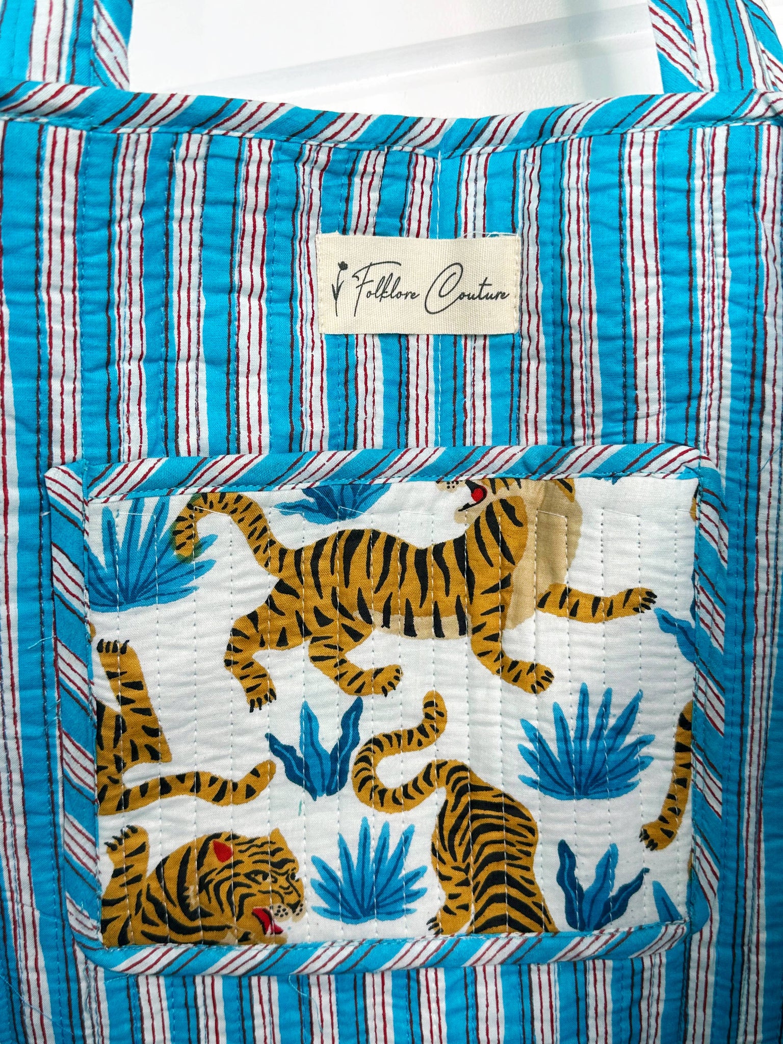 White Blue Tiger Tote Bag