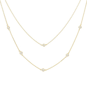 Cubic Zirconia Layered Gold Dipped Necklace