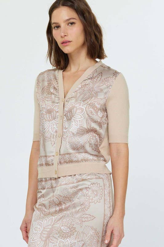 Paisley Floral Printed V-neck Cardigan